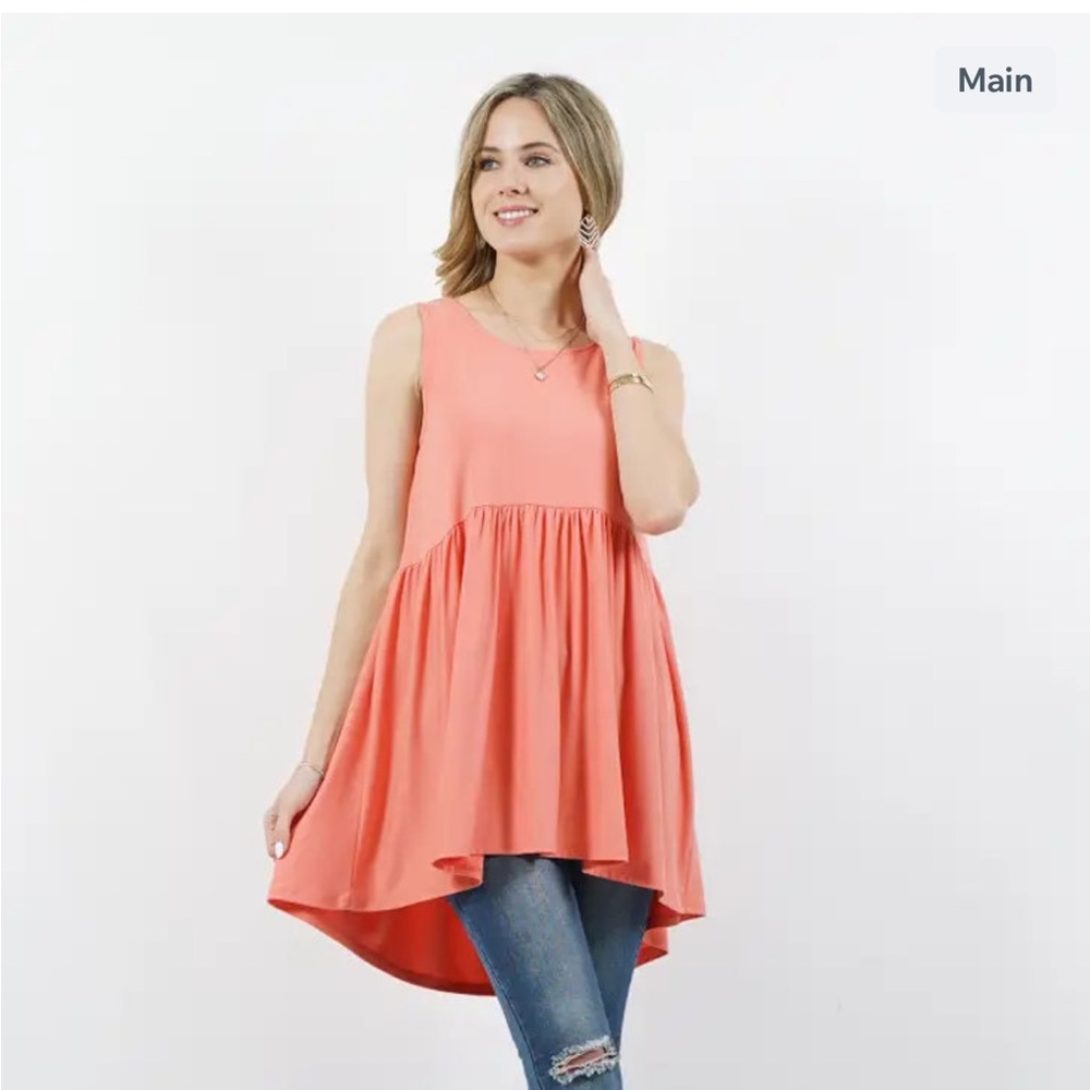 Sleeveless Empire waist Shirring Tunic